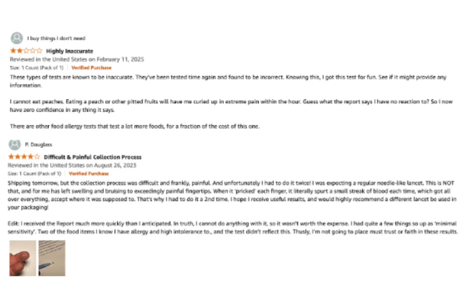 Online customer reviews of Everlywell's Food Sensitivity Panel