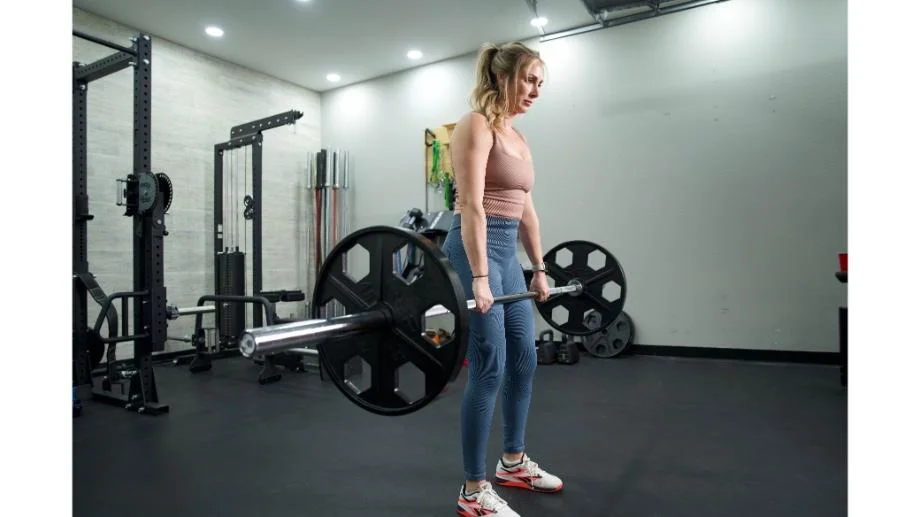 Major Fitness Barbell Advanced side view lifting barbell with plates