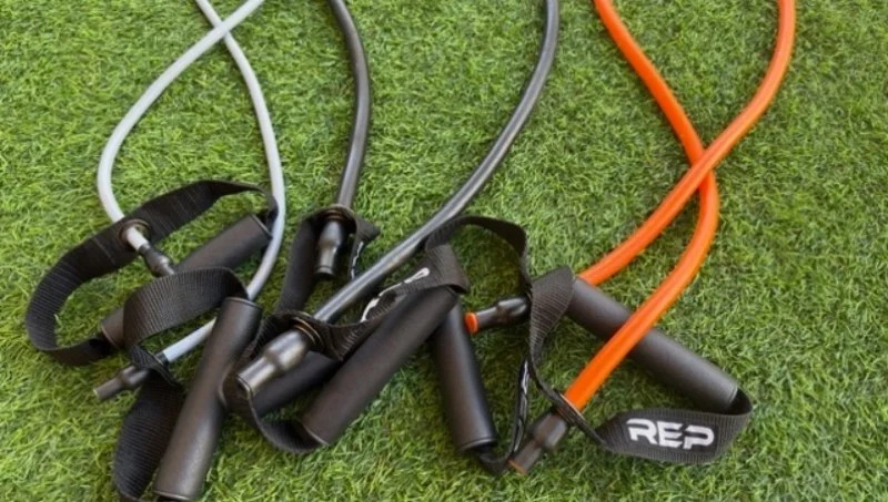 A set of REP Fitness Tube Resistance Bands