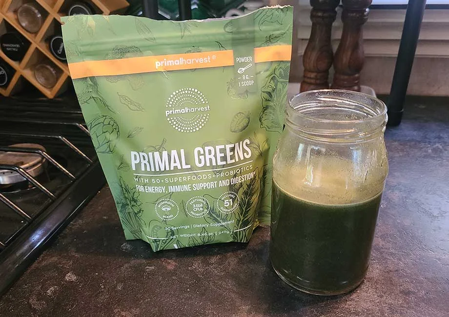 glass of primal greens