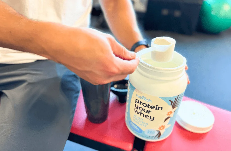 A scoop of Wellah Protein Your Whey protein powder