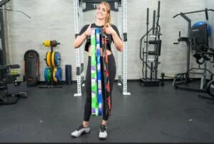 woman holding living fit bands