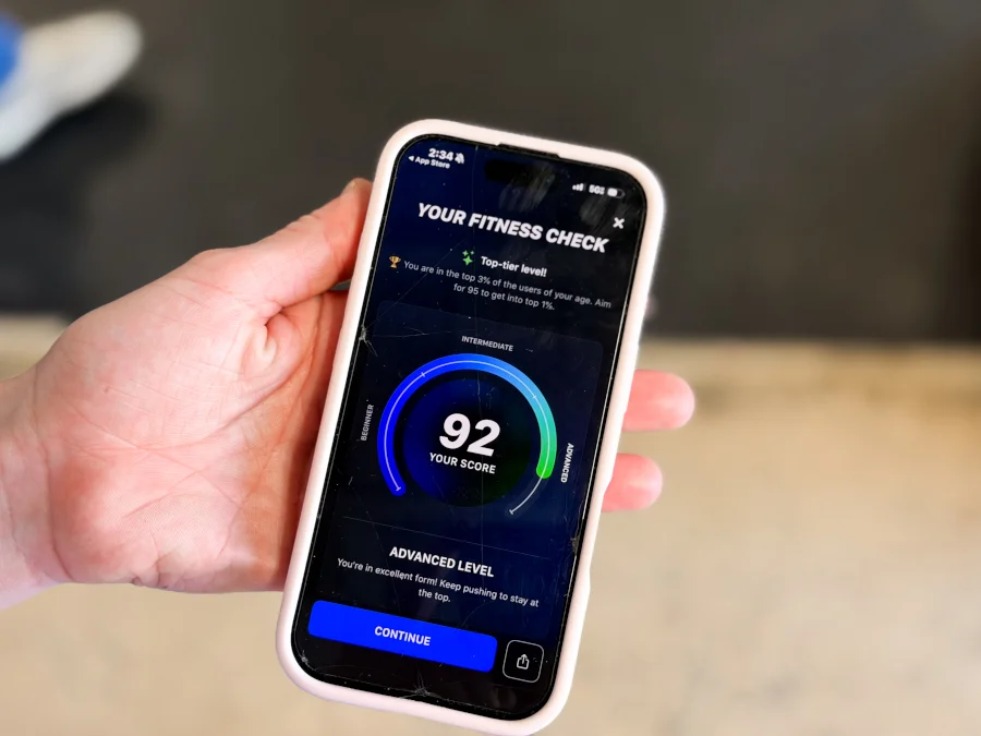 A picture of the Muscle Booster app on a phone