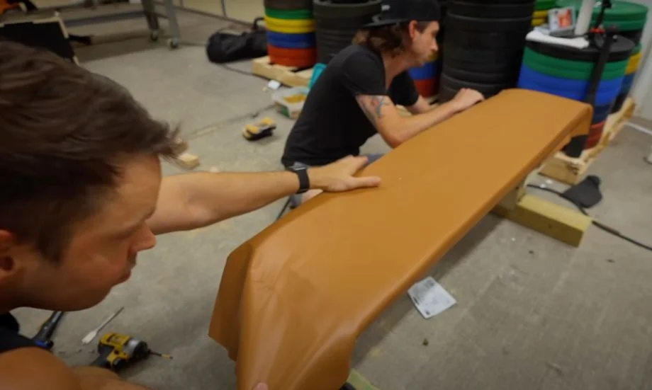 putting cover on DIY weight bench