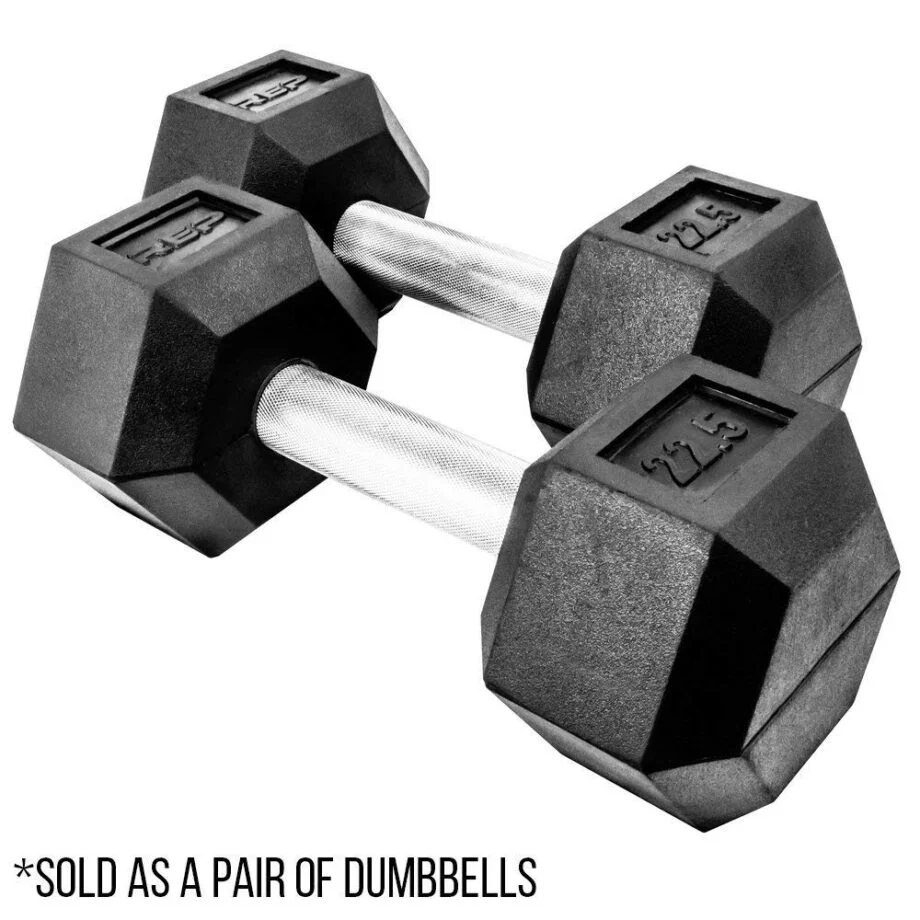 REP Fitness Rubber Coated Hex Dumbbells