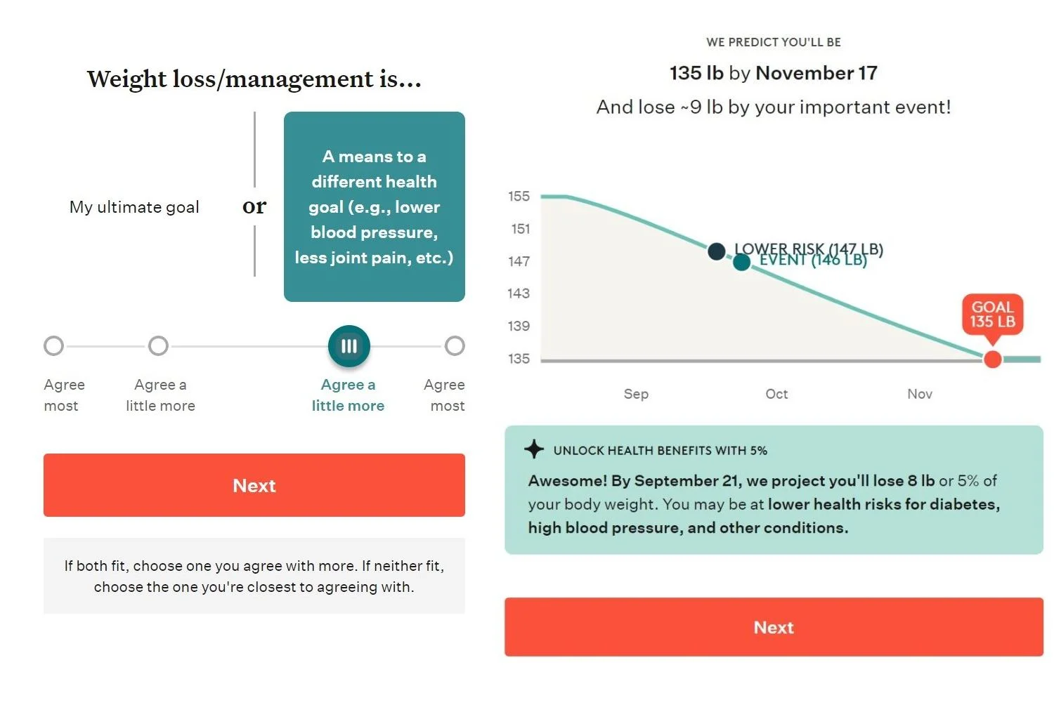 noom quiz and weight loss map