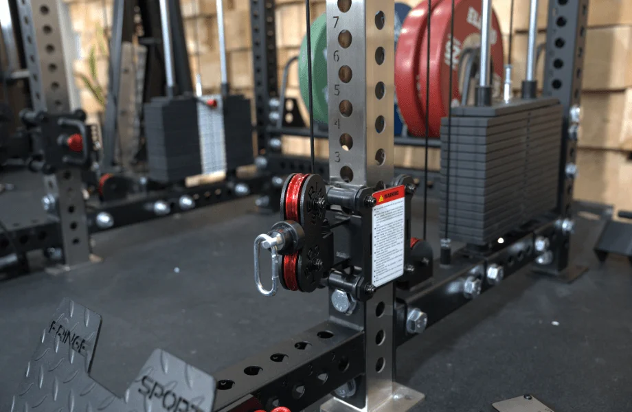 The pulley system and stainless steel uprights featured on the Fringe Sport Dane 2.0 functional trainer