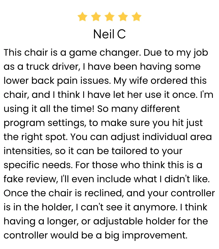 A customer review of the Bob and Brad massage chair