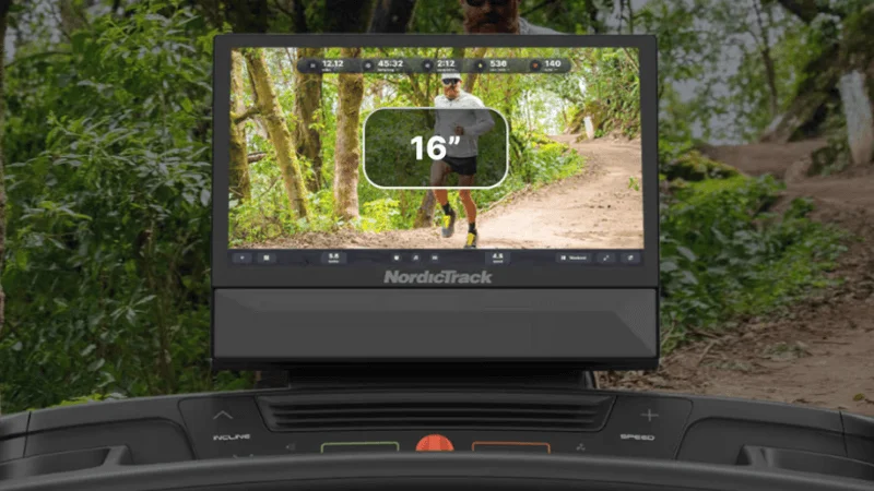 The 16-inch display of the NordicTrack T Series 16 treadmill