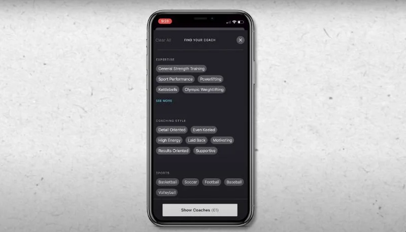 A screen showing you how to find an online personal trainer