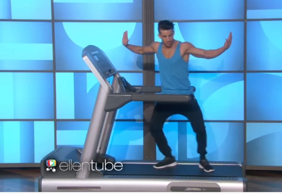 Man doing treadmill dancing