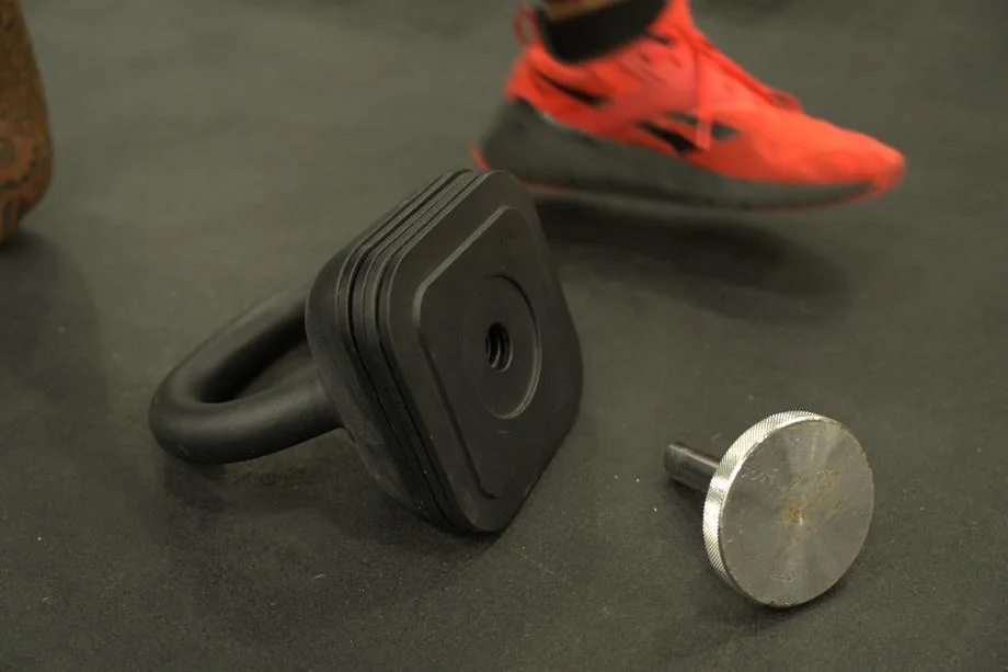 Looking at the weight plates inside an Ironmaster Quick-Lock Adjustable Kettlebell