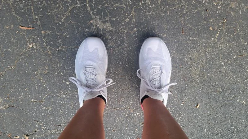Top down view of our tester wearing RAD One V2 Training Shoes