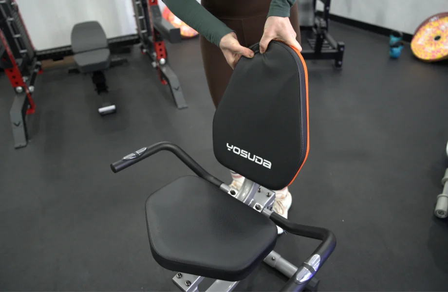 The YOSUDA Recumbent Exercise Bike's padded seat and backrest