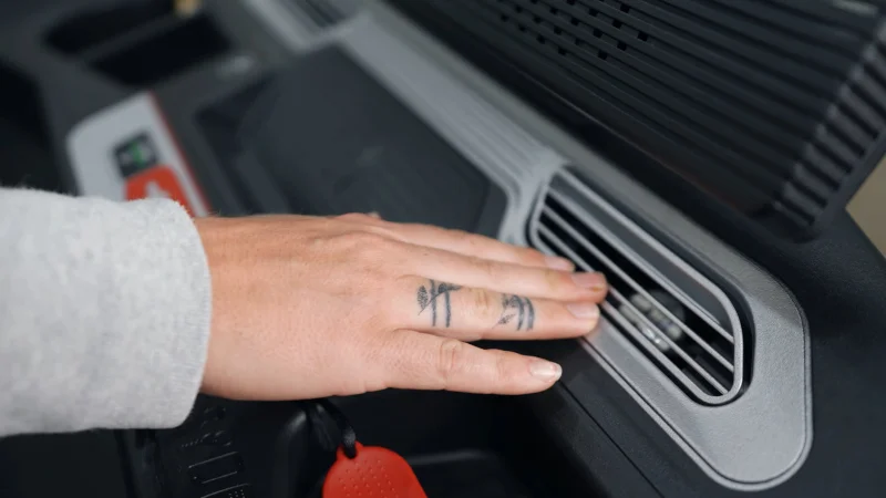 A close look at the air vents on the Sole F85 Treadmill