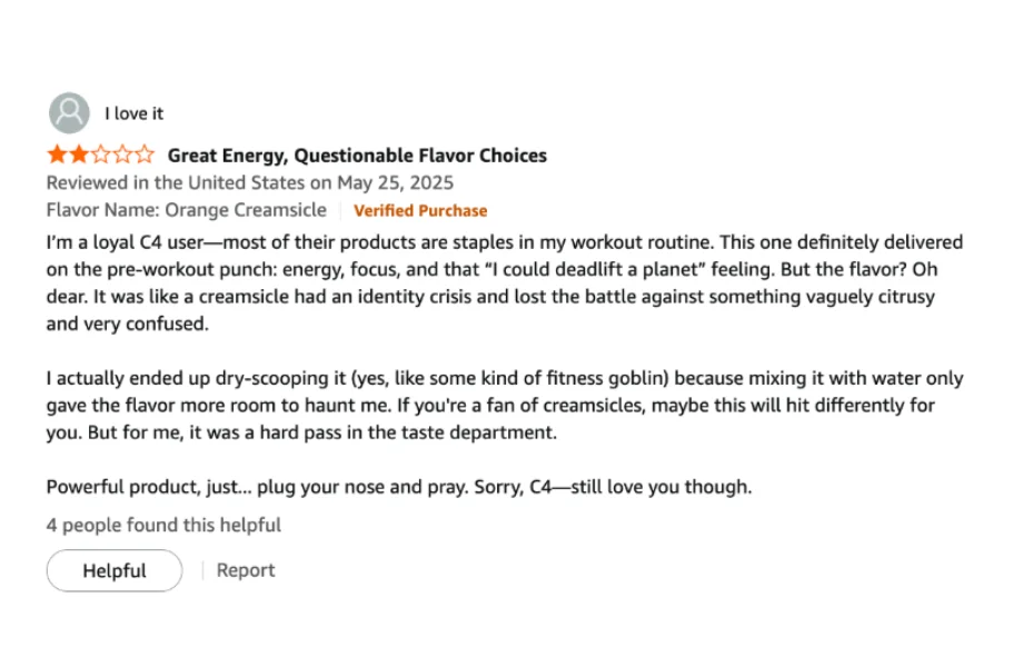 Online customer reviews for Cellucor's C4 Ultimate Shred pre-workout