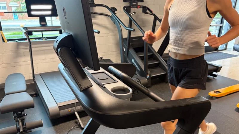 Our product tester goes for a run on the Aviron Justice Treadmill