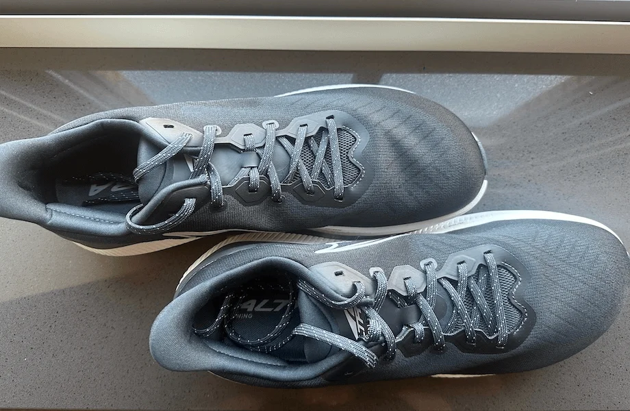 An overhead view of the Altra Experience Form running shoes