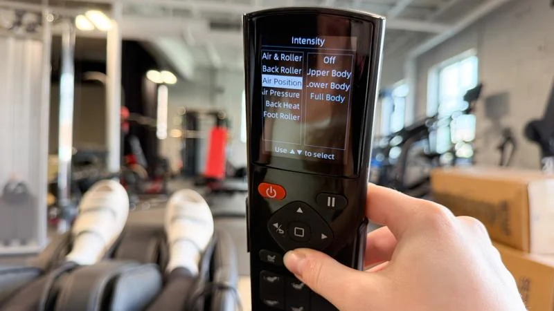 Looking at different massage modes on the remote for a Bob and Brad Massage Chair