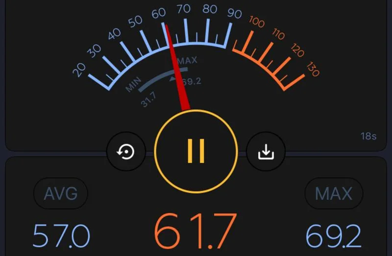 Decibal reading of the FitTransformer Titan Plus Home Gym