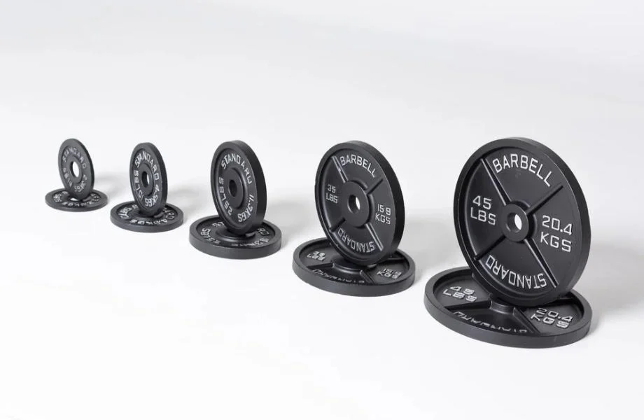 A size comparison of the various REP Fitness Old School Iron Weight Plates available