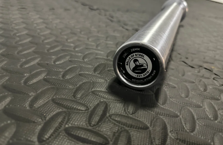 A close-up look at the Bells of Steel Olympic Barbell 2.0.