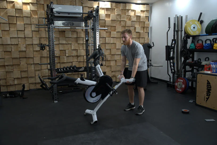 Our tester moving a Free Beat Boom Bike