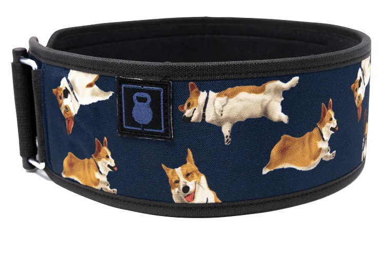 Weightlifting belt with cute corgis.