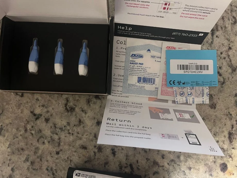 Rootine Vitamin Blood Test Kit Opened