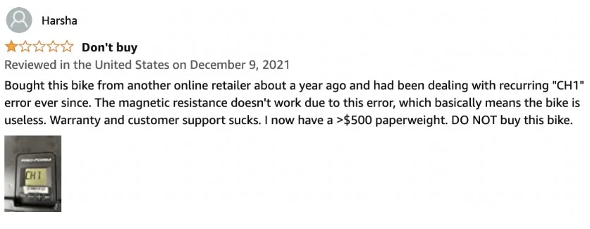 negative review of proform