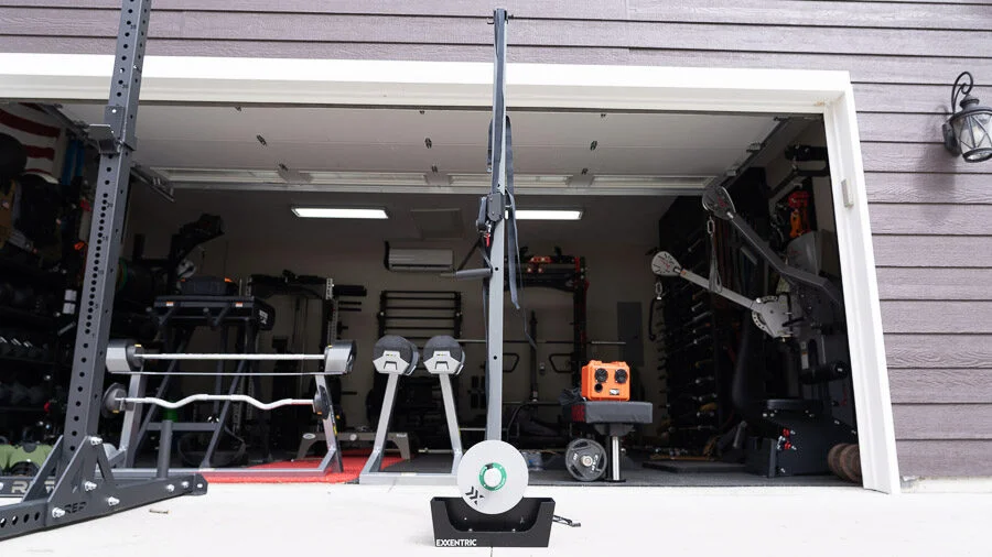 Exxentric kPulley2 Flywheel Training Device in garage gym