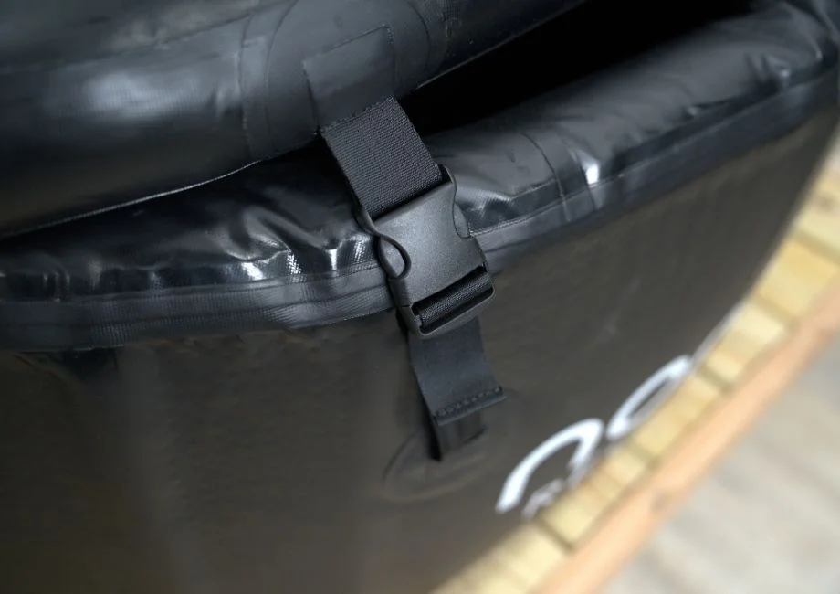 A close-up view of the strap on the Nordik Recovery Cold Plunge Tub
