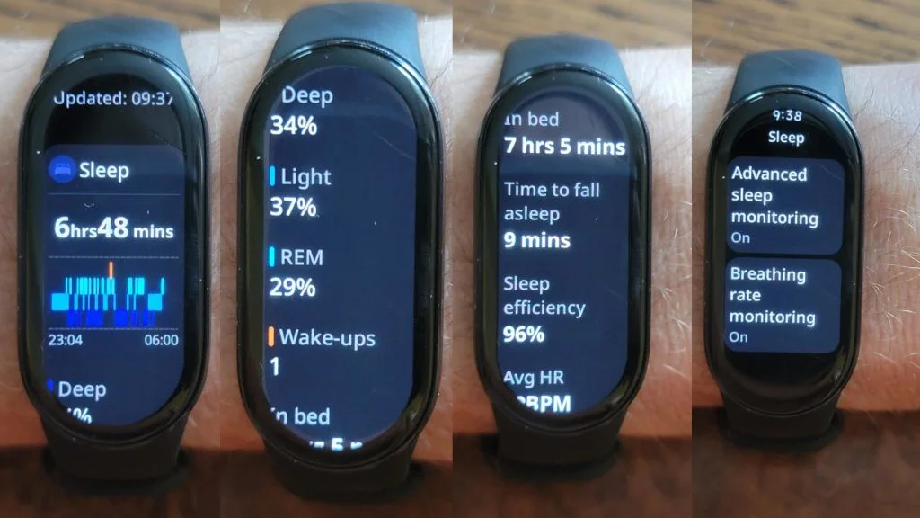 Sleep tracking app on the Xiaomi Smart Band 10.