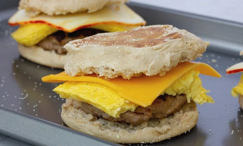 An image of a high-protein breakfast sandwich from Jessie Hulsey RD