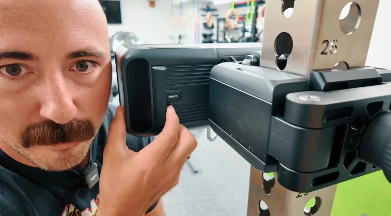 Coop demonstrates the quick mechanical mounting system for the Speediance Nano