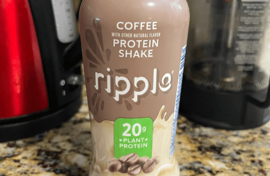 A single bottle of Ripple Vegan Protein Shake