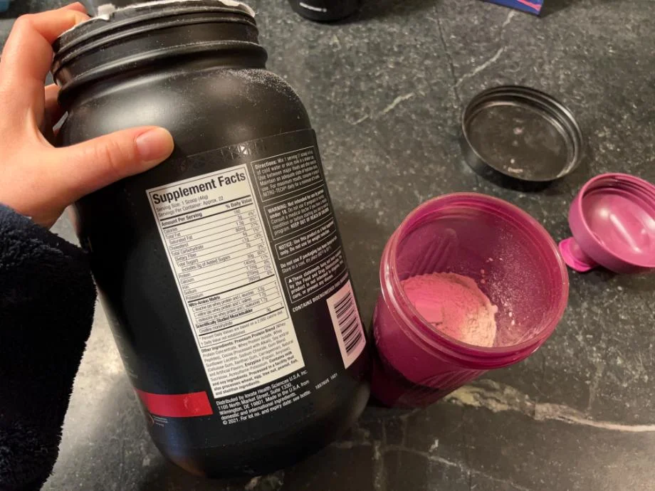 MuscleTech Nitro Tech Nutrition Facts label.