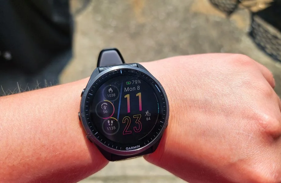The Garmin Forerunner 965 on a woman's wrist.