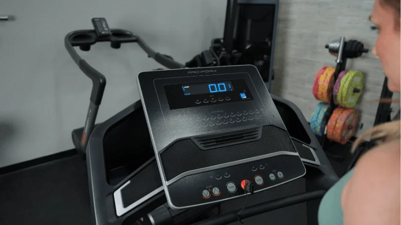 The ProForm Carbon TLX's center console and quick-adjust button layout