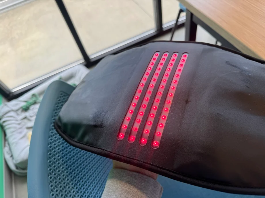 Looking at the heating surface of a Therabody Thermback LED