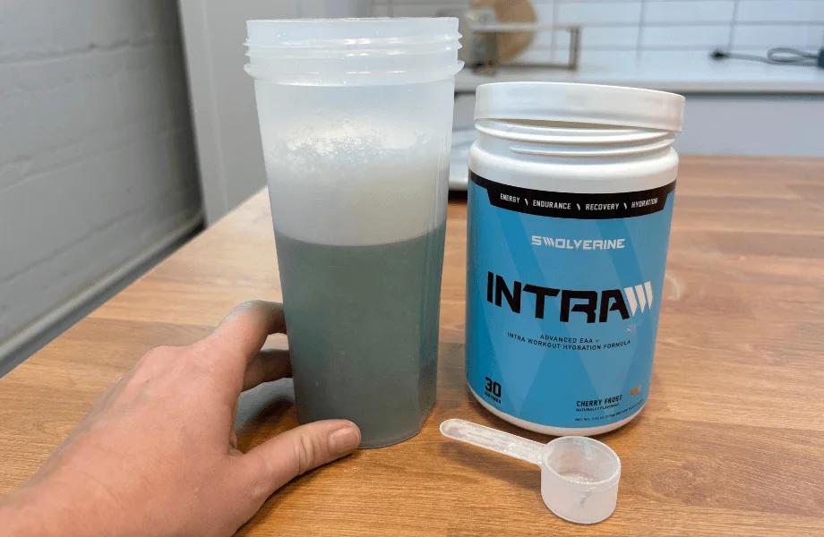 Our tester with a full serving of Swolverine INTRA electrolytes