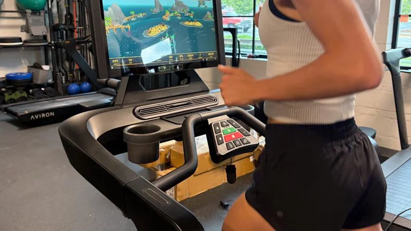Our product tester goes for a run on the Aviron Justice Treadmill