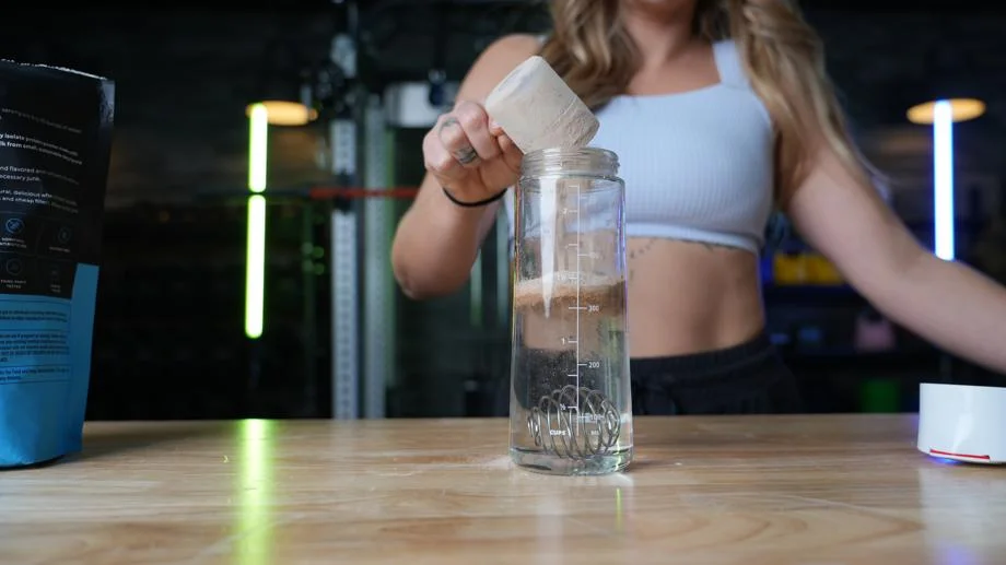 Mixing a serving of Legion Whey+