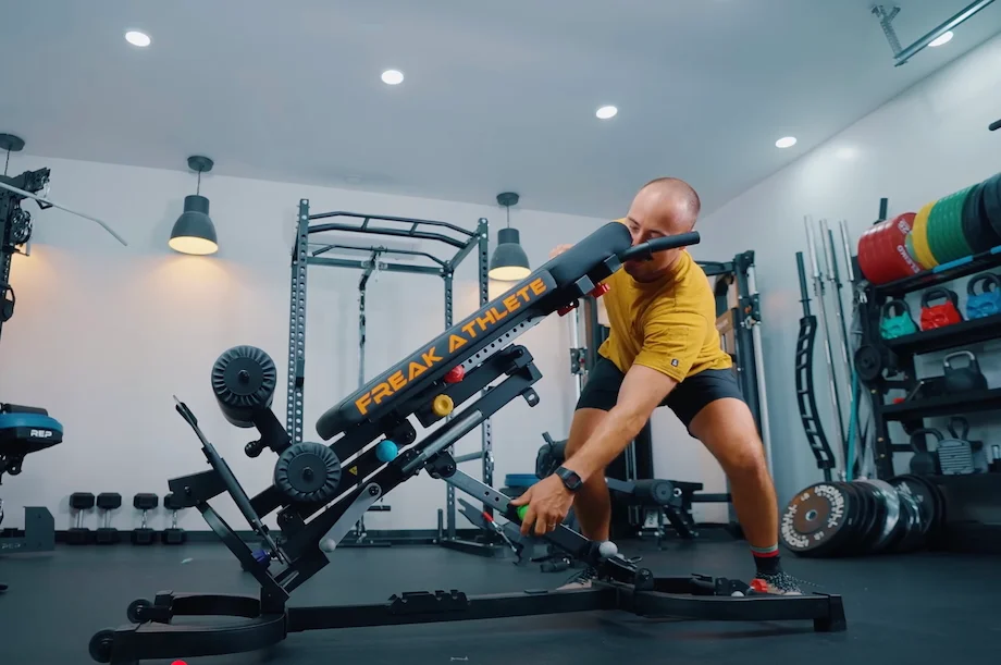 Coop makes adjustments on the Freak Athlete Hyper Pro