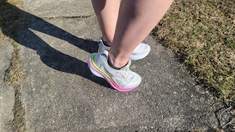 Our tester wearing the Brooks Adrenaline GTS 25 running shoe