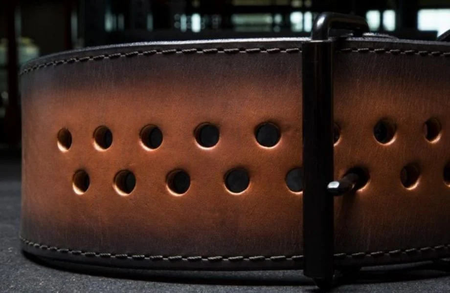 A close-up view of the Rogue Faded 4" Lifting Belt by Pioneer