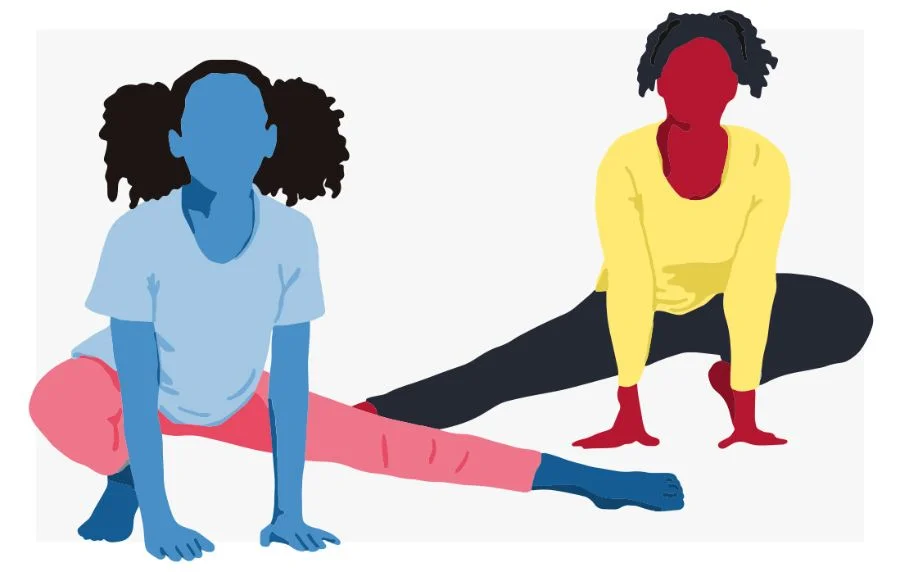 An image of a mom and teen working out