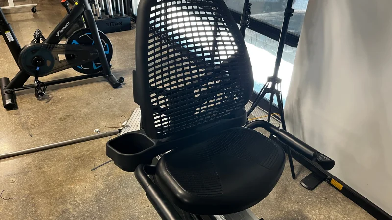 The NordicTrack 10 recumbent bike adjustable seat features lumbar support