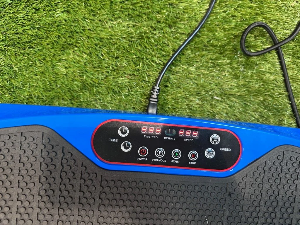 A close look at the console on a LifePro Waver Mini vibration plate.