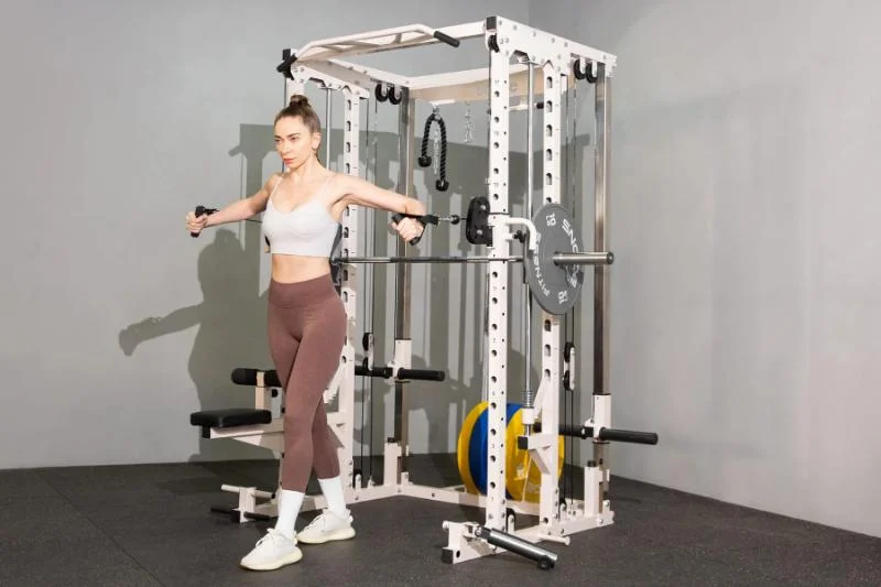 Performing chest press on the Snode All10 Pro Smith Machine